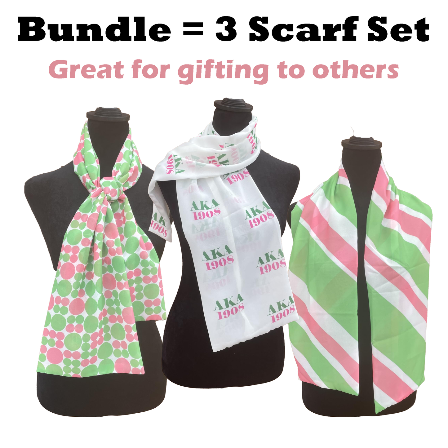 Alpha Kappa Alpha Sorority - 3 Scarf Set