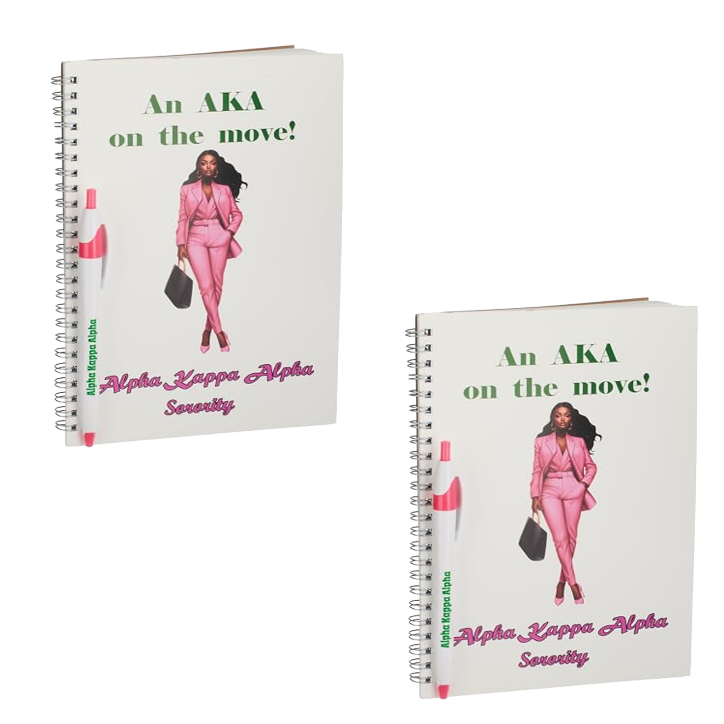 AKA Sorority Pen & Mini-Spiral Notebook Set (8.5inx5.5in)