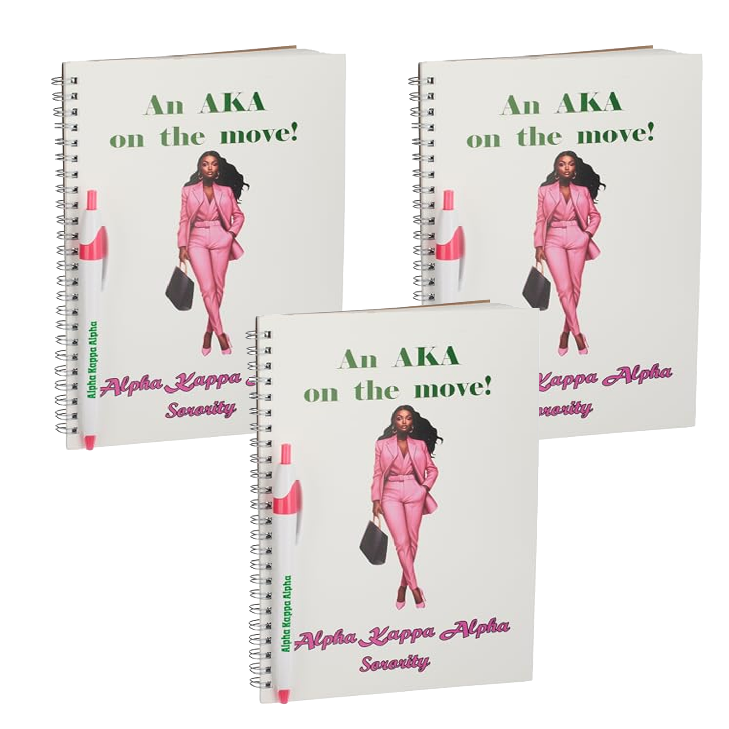 AKA Sorority Pen & Mini-Spiral Notebook Set (8.5inx5.5in)