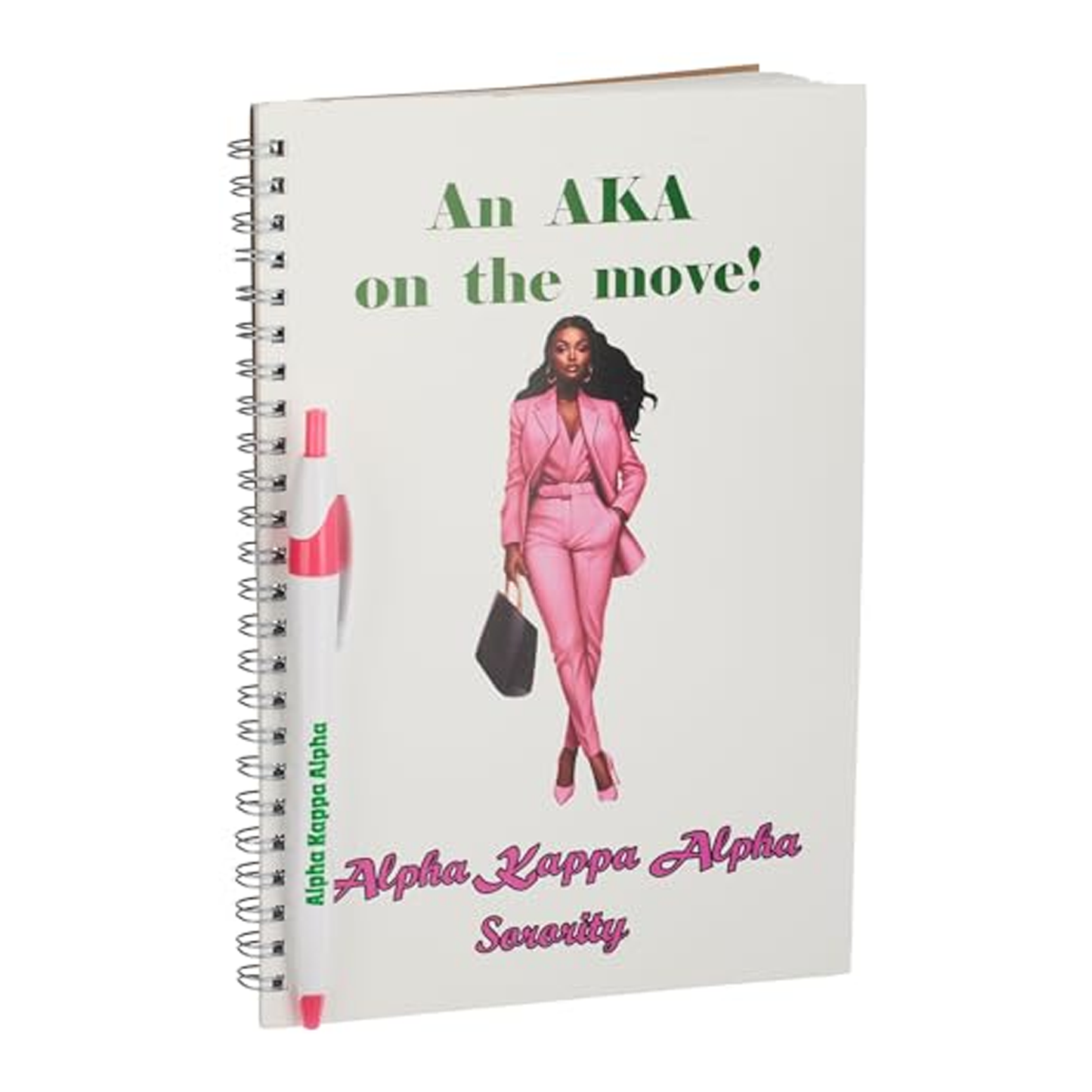 AKA Sorority Pen & Mini-Spiral Notebook Set (8.5inx5.5in)