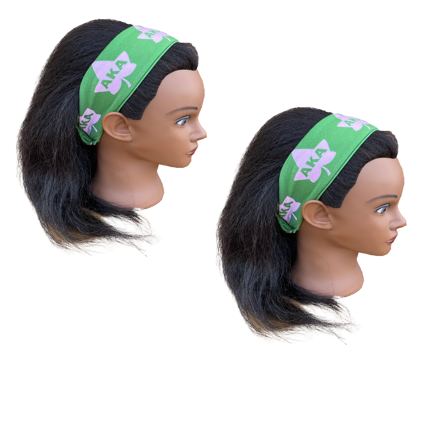 Alpha Kappa Alpha Pink & Green Headband of Stretchy Cotton Material_2in wide