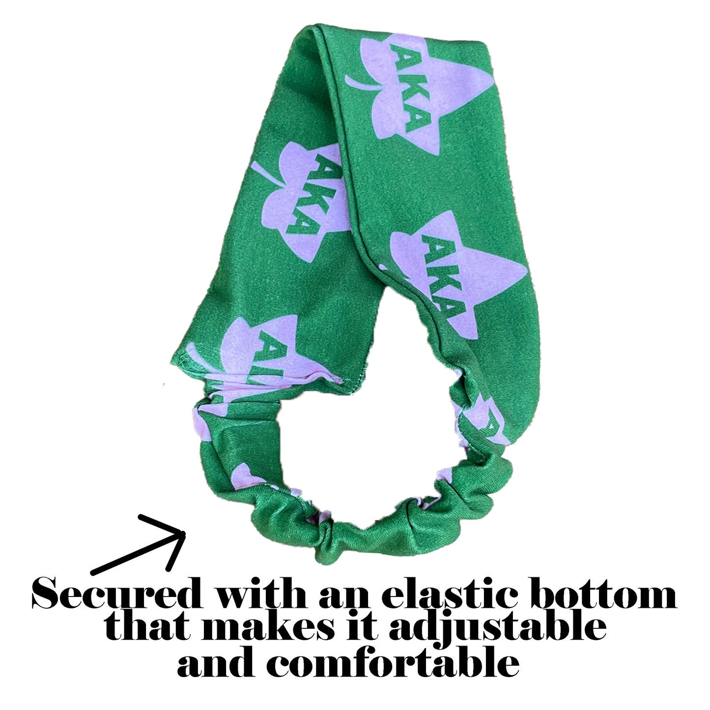 Alpha Kappa Alpha Pink & Green Headband of Stretchy Cotton Material_2in wide