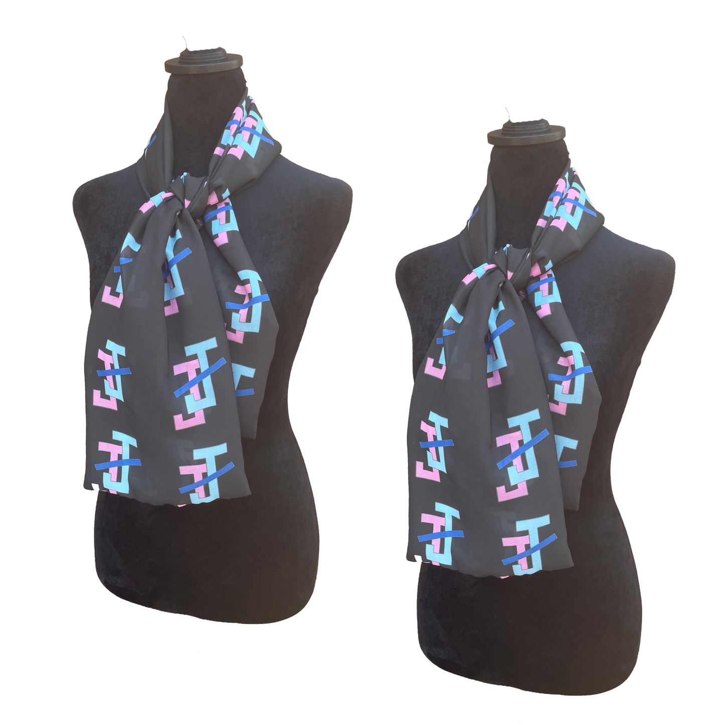 Jack and Jill of America Necktie Lightweight Chiffon 48in x 8in - Black