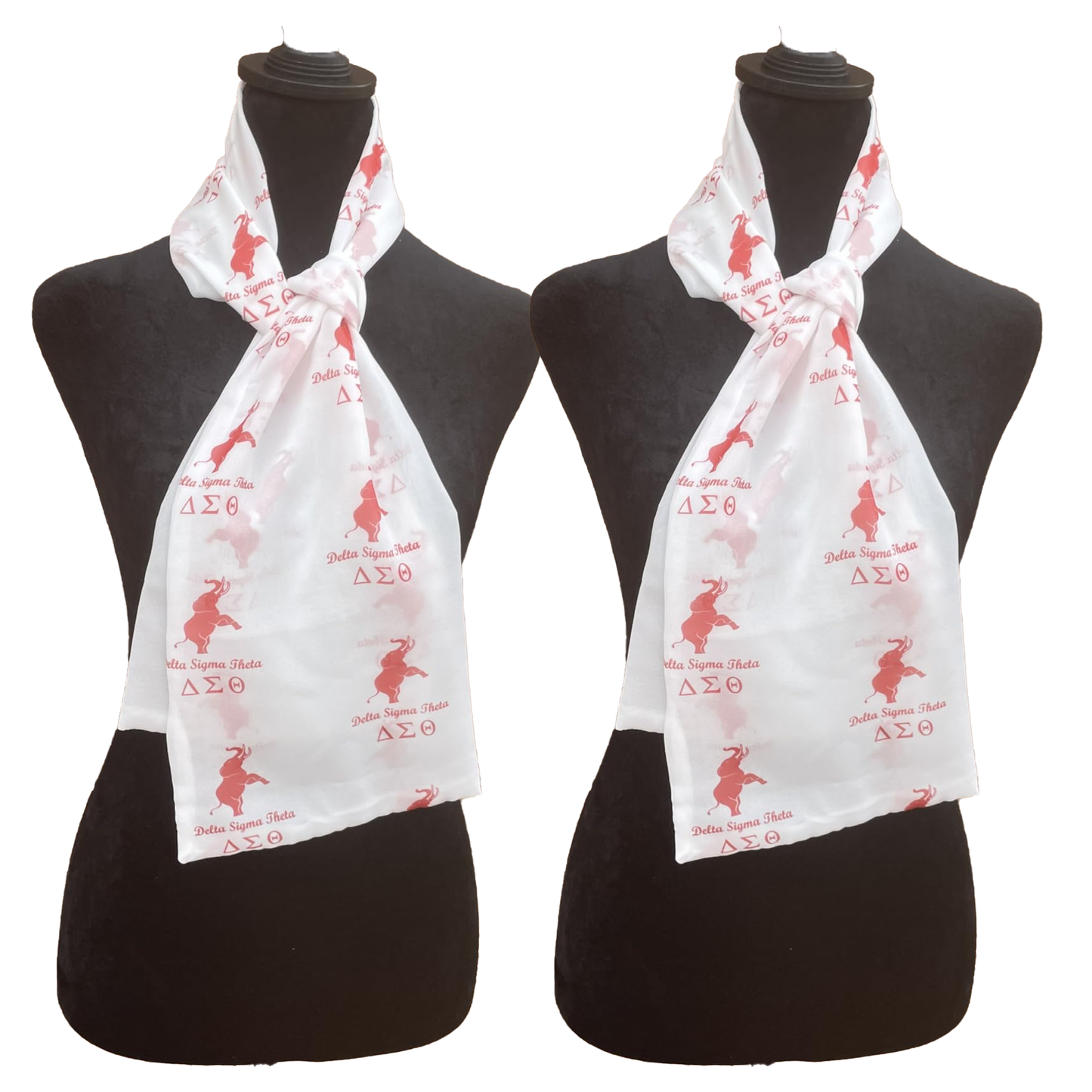 Delta Sigma Theta Sorority Necktie of Lightweight Chiffon 48in x 8in - White