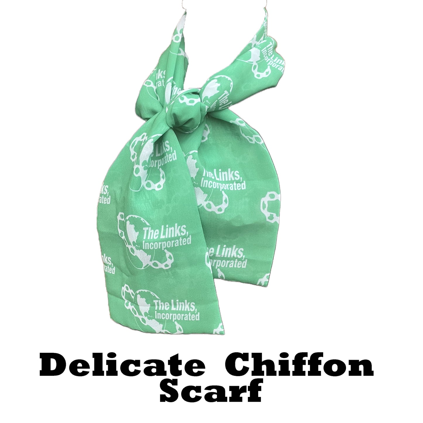 The Links Paraphernalia - Chiffon Scarf 48in x 8in - Green