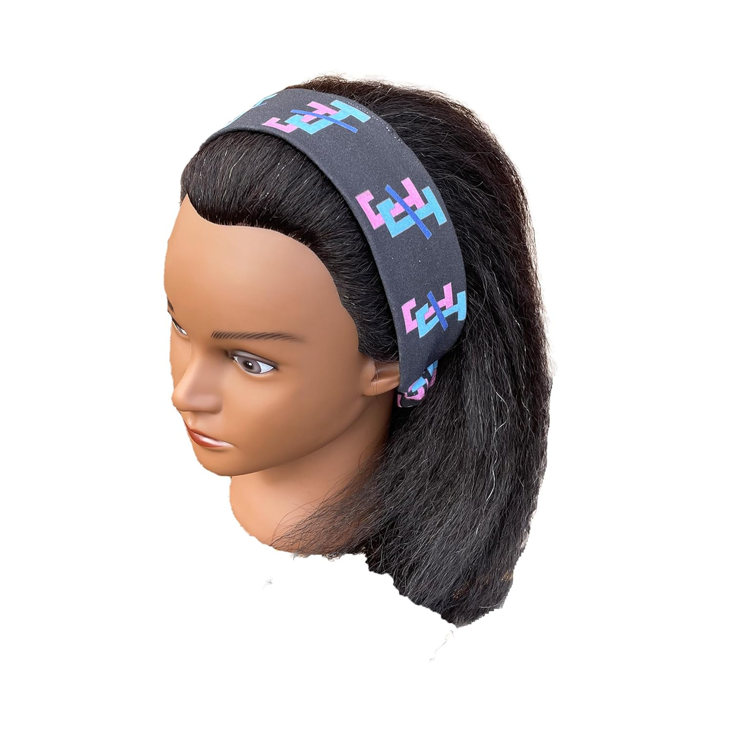 Jack and Jill of America Pink Blue Headband of Stretchy Cotton Material