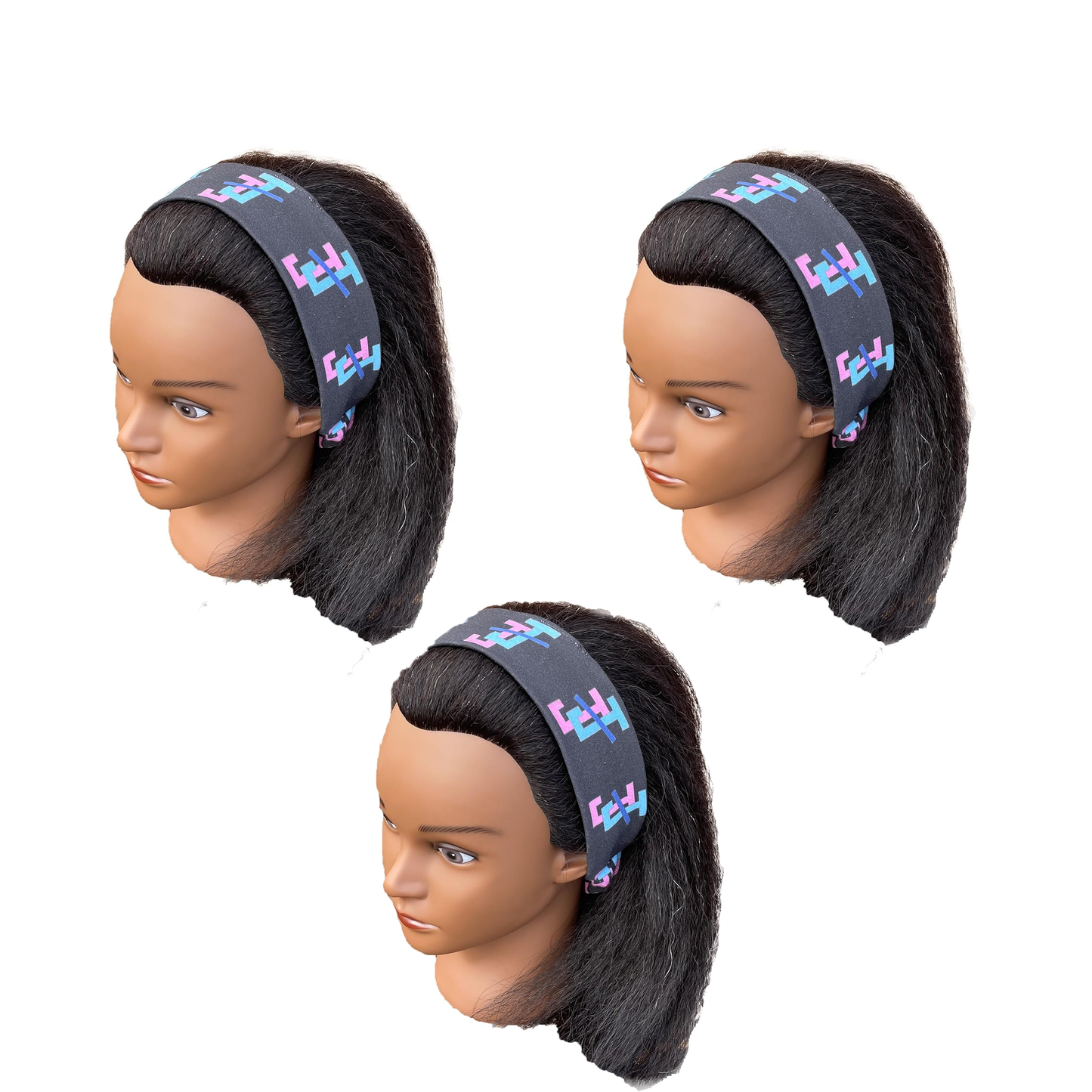 Jack and Jill of America Pink Blue Headband of Stretchy Cotton Material