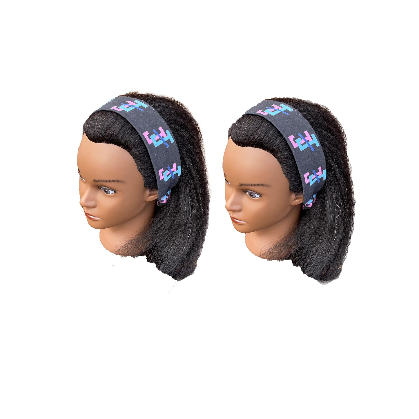 Jack and Jill of America Pink Blue Headband of Stretchy Cotton Material