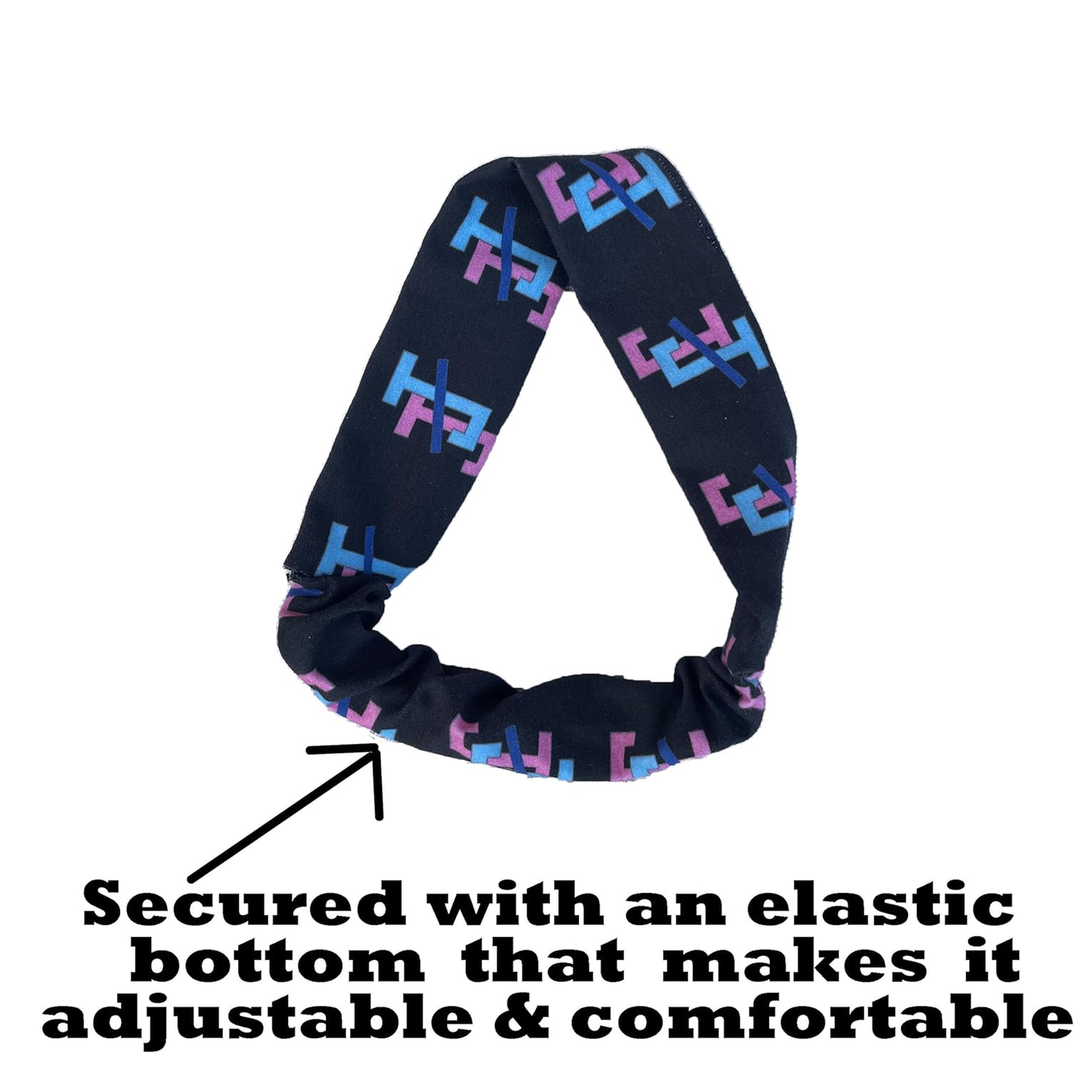 Jack and Jill of America Pink Blue Headband of Stretchy Cotton Material