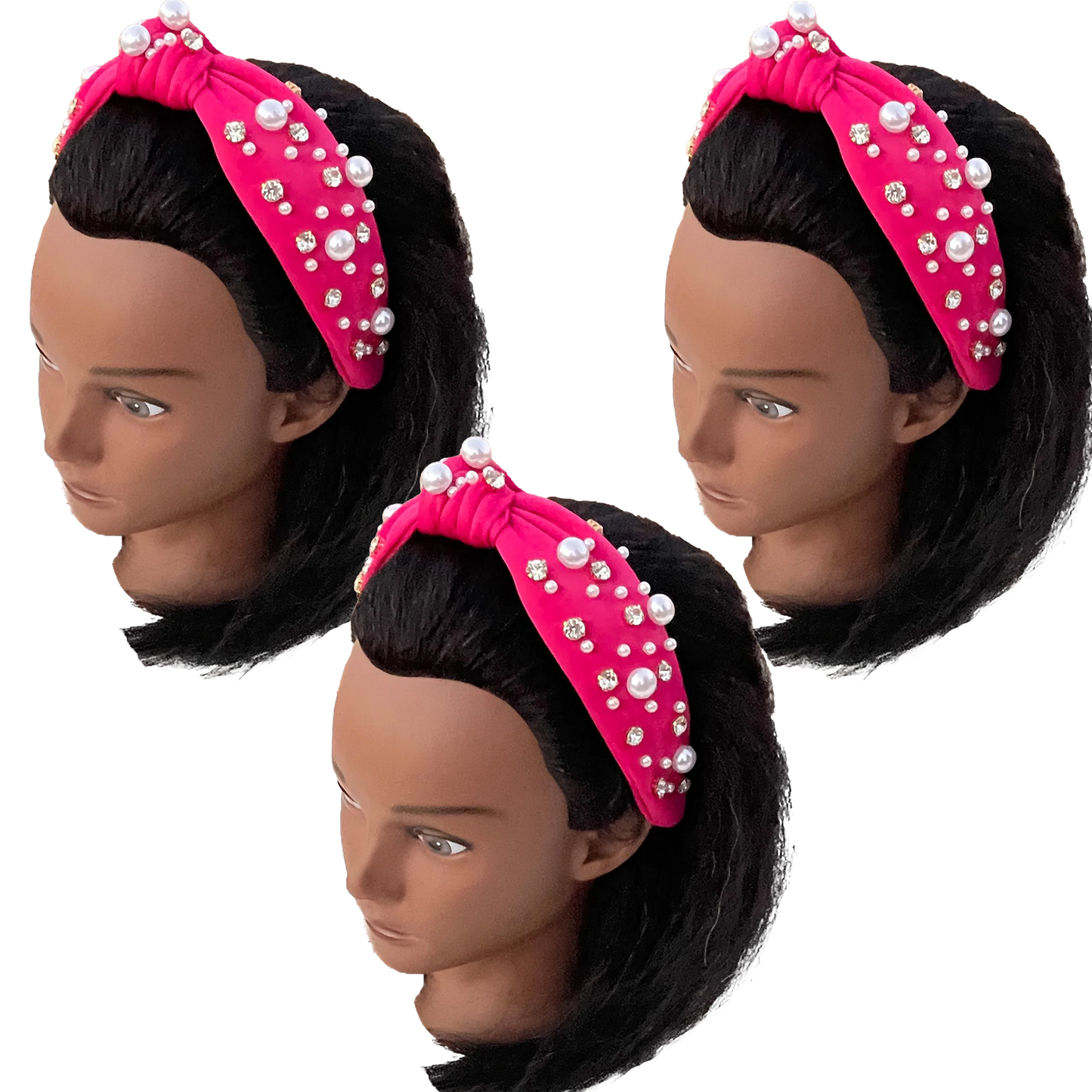 Hot Pink Pearl and Rhinestone Studded Headband
