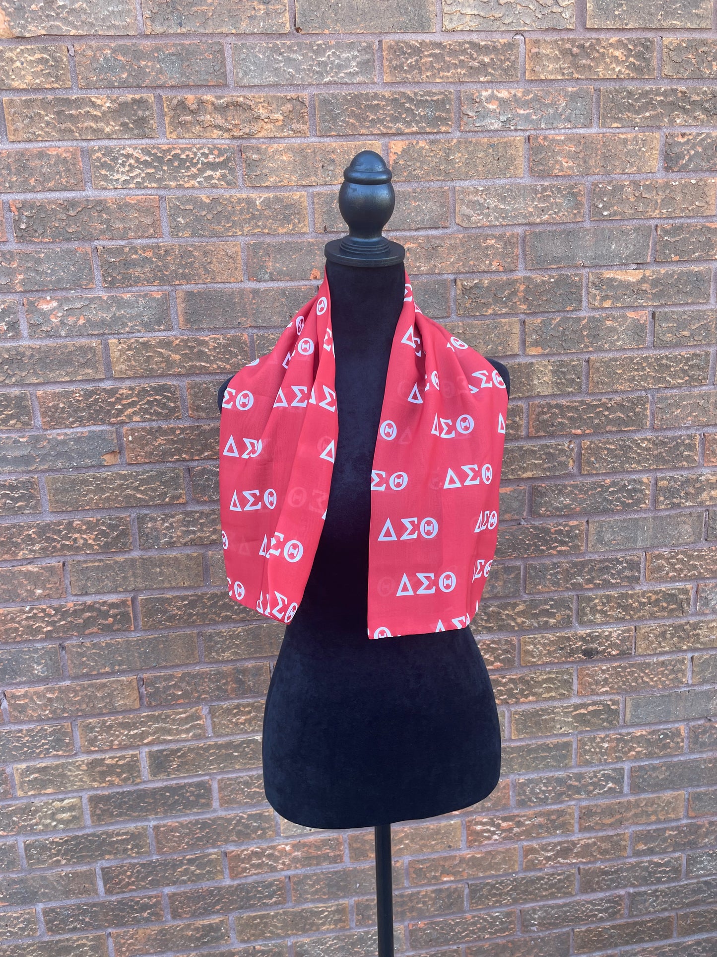 Delta Sigma Theta Sorority Red and White Necktie 36 in x 8in - Greek Letters