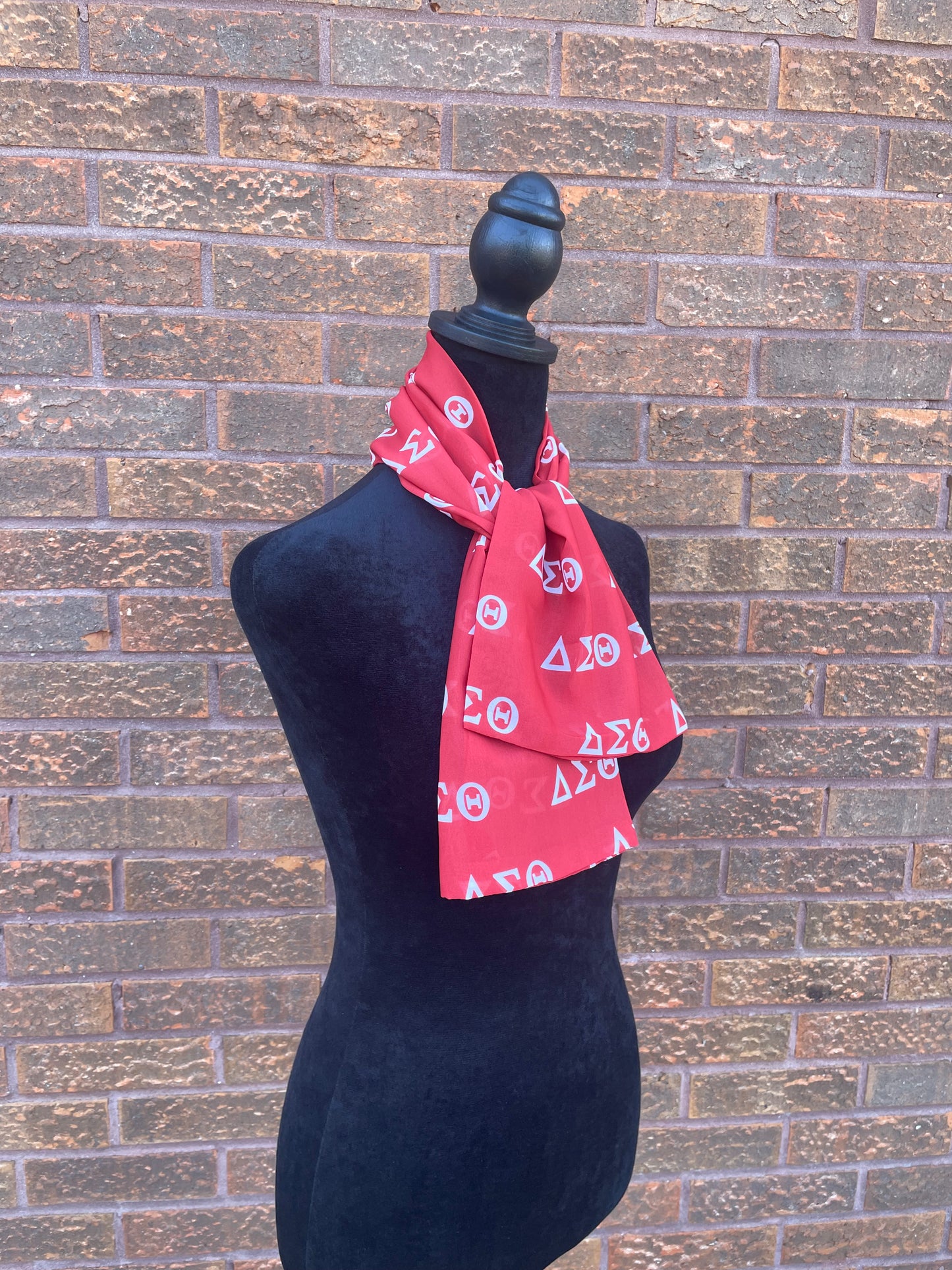 Delta Sigma Theta Sorority Red and White Necktie 36 in x 8in - Greek Letters