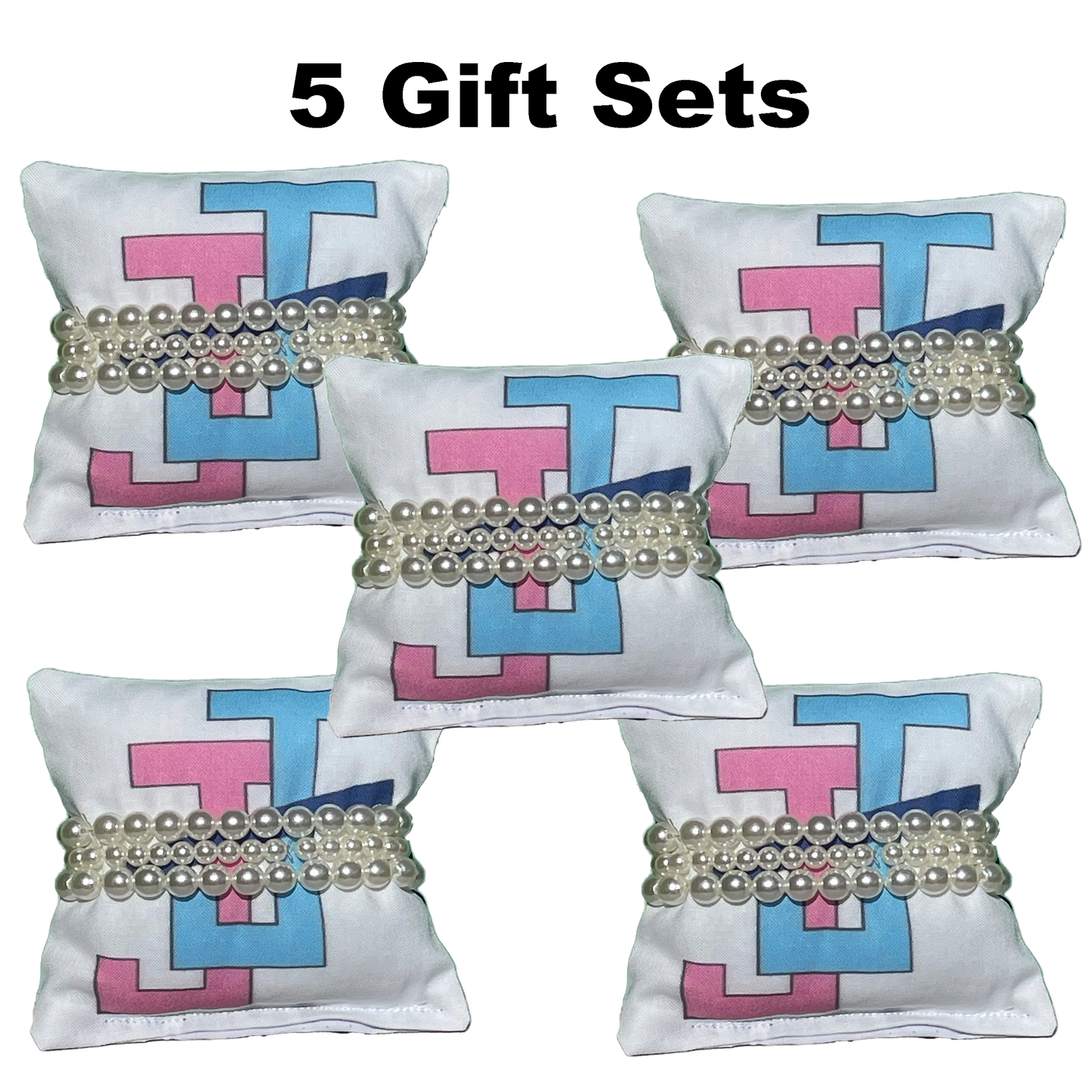 Jack and Jill of America Gift Pearl Bracelet Sets on Jewelry Pillow (4in.x4in.)
