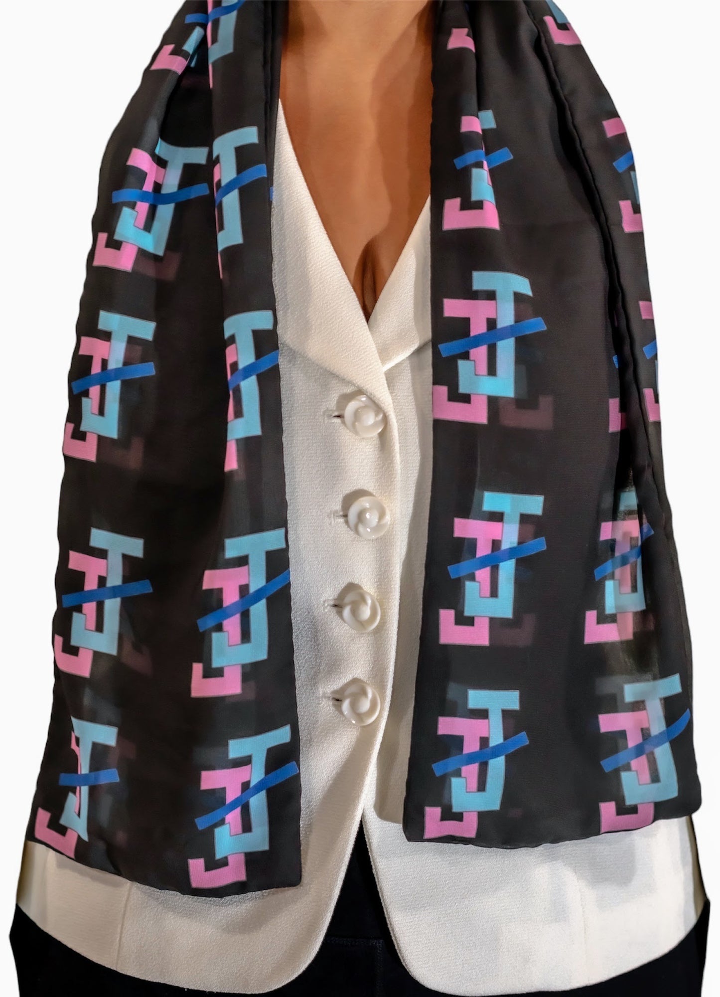 Jack and Jill of America Necktie Lightweight Chiffon 48in x 8in - Black