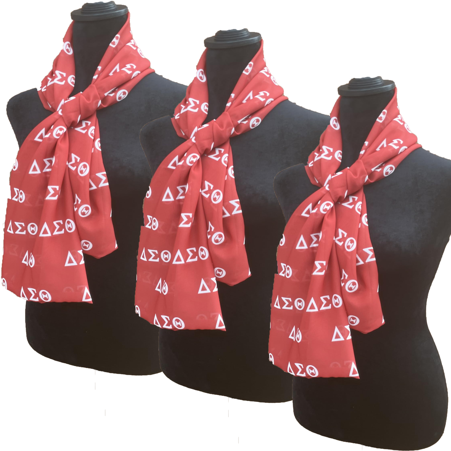Delta Sigma Theta Sorority Necktie Lightweight Chiffon 48in x 8in - Greek Letters