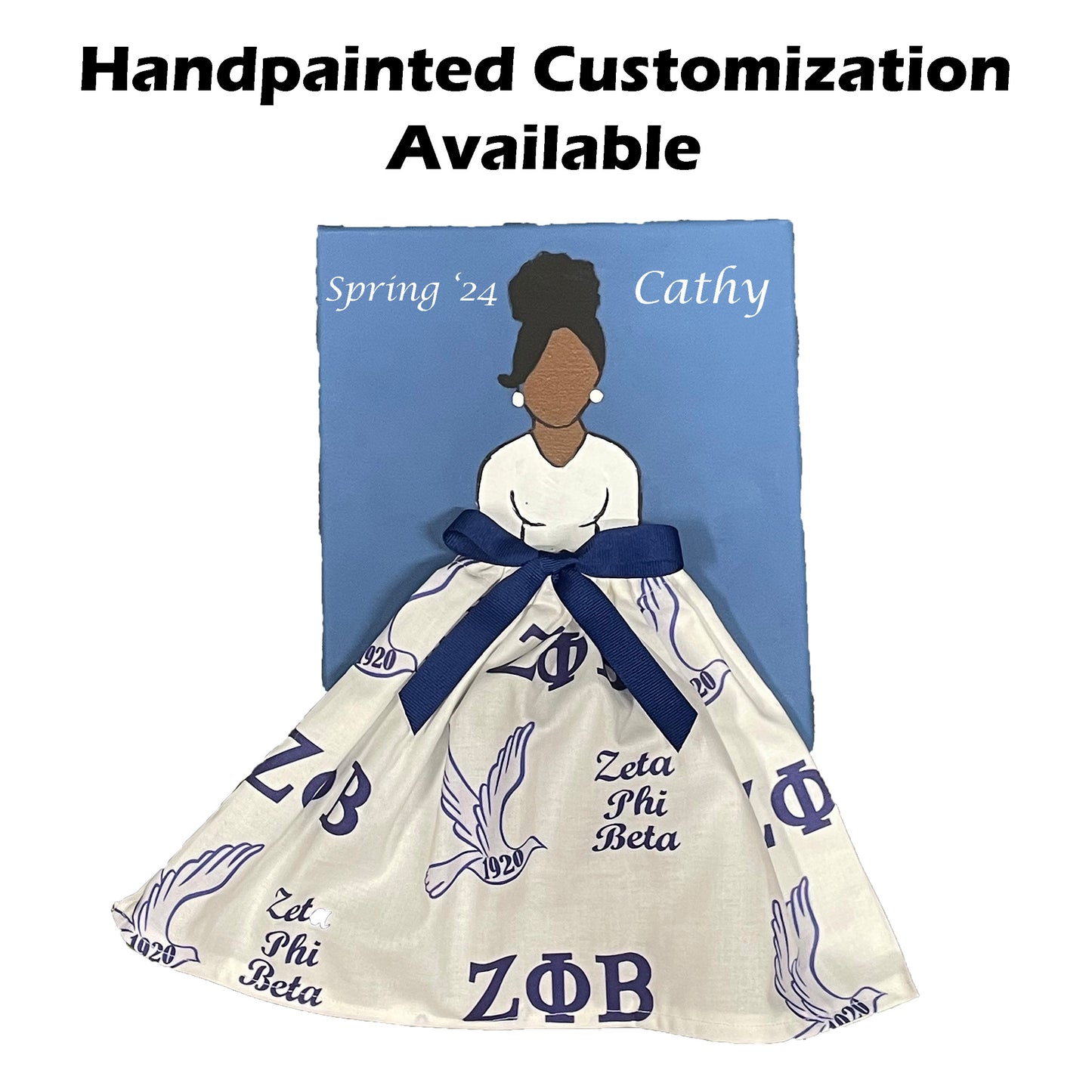 Zeta Phi Beta Doll Artwork Painting (8in x 10in)