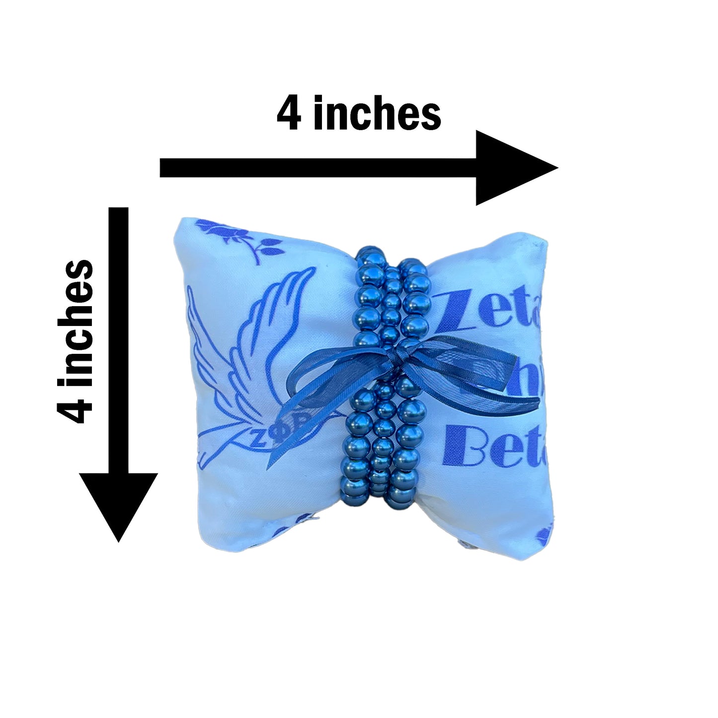 Zeta Phi Beta Sorority Gift Pearl Bracelet Sets on White Jewelry Pillow (4in.x4in.)