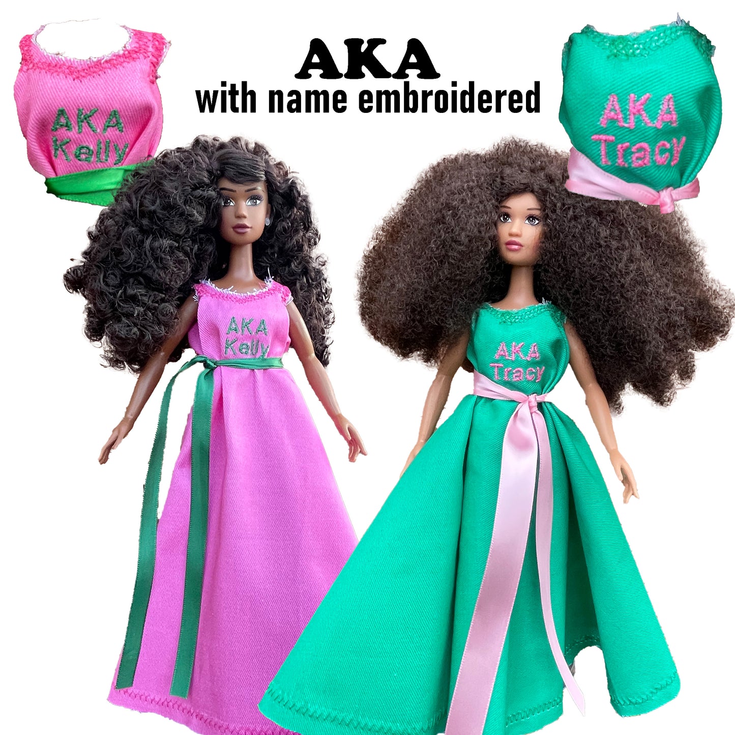 Alpha Kappa Alpha Sorority Barbie w/ Doll Stand_Personalized Green (12in. Tall)