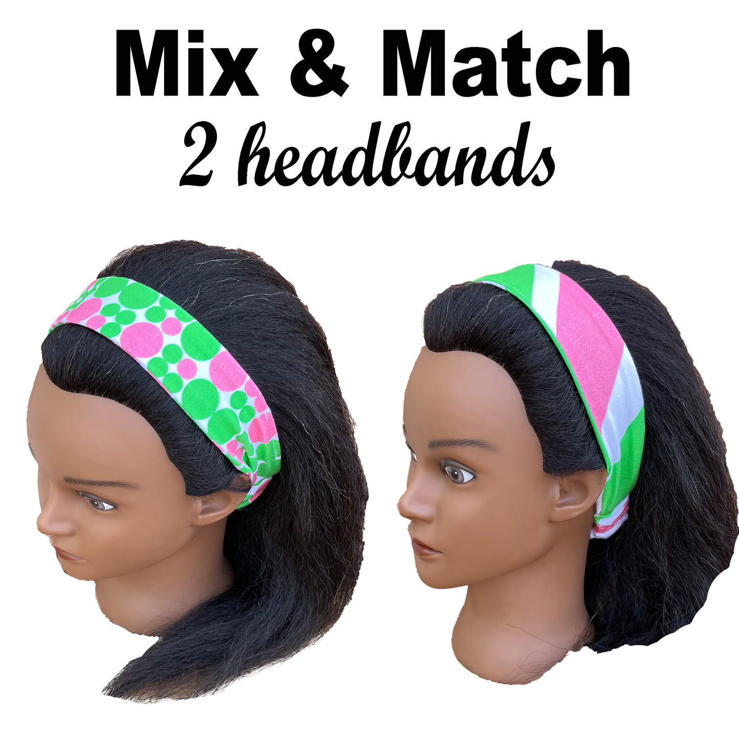 Pink & Green Headband loved by members of Alpha Kappa Alpha Sorority_2in wide