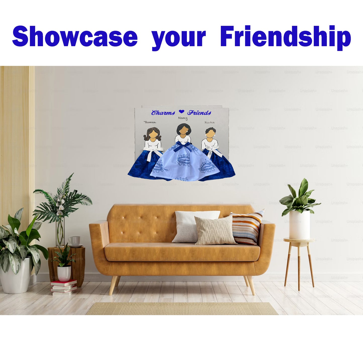Charms Doll Canvas Painting - Three Friends (12in x 16in)