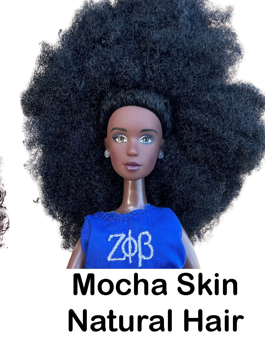 Zeta Phi Beta Sorority Barbie with Doll Stand for Tabletop Decor_Personalized Dress