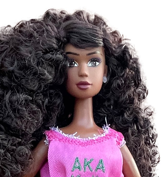 Alpha Kappa Alpha Sorority Barbie w/ Doll Stand_Personalized Green (12in. Tall)