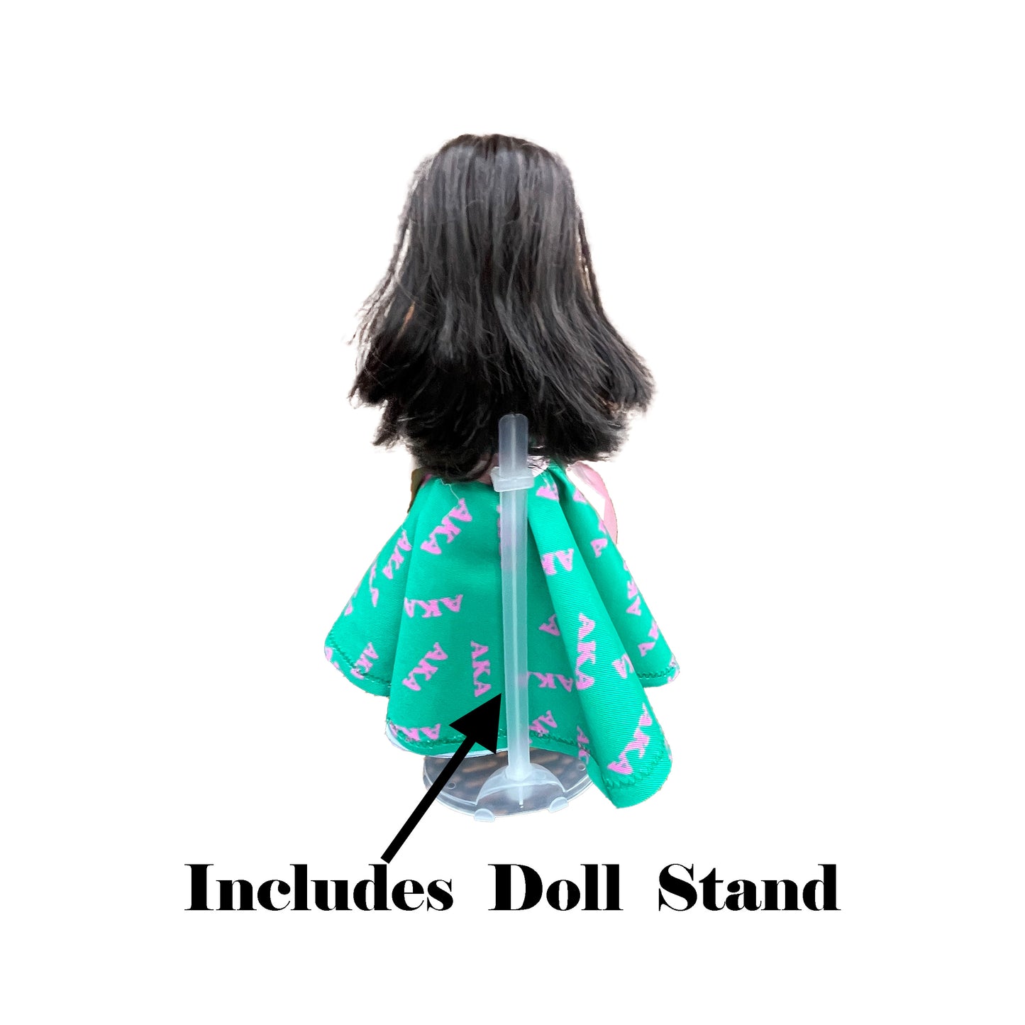 Alpha Kappa Alpha Doll with Pink and Green Dress (12in. Tall)