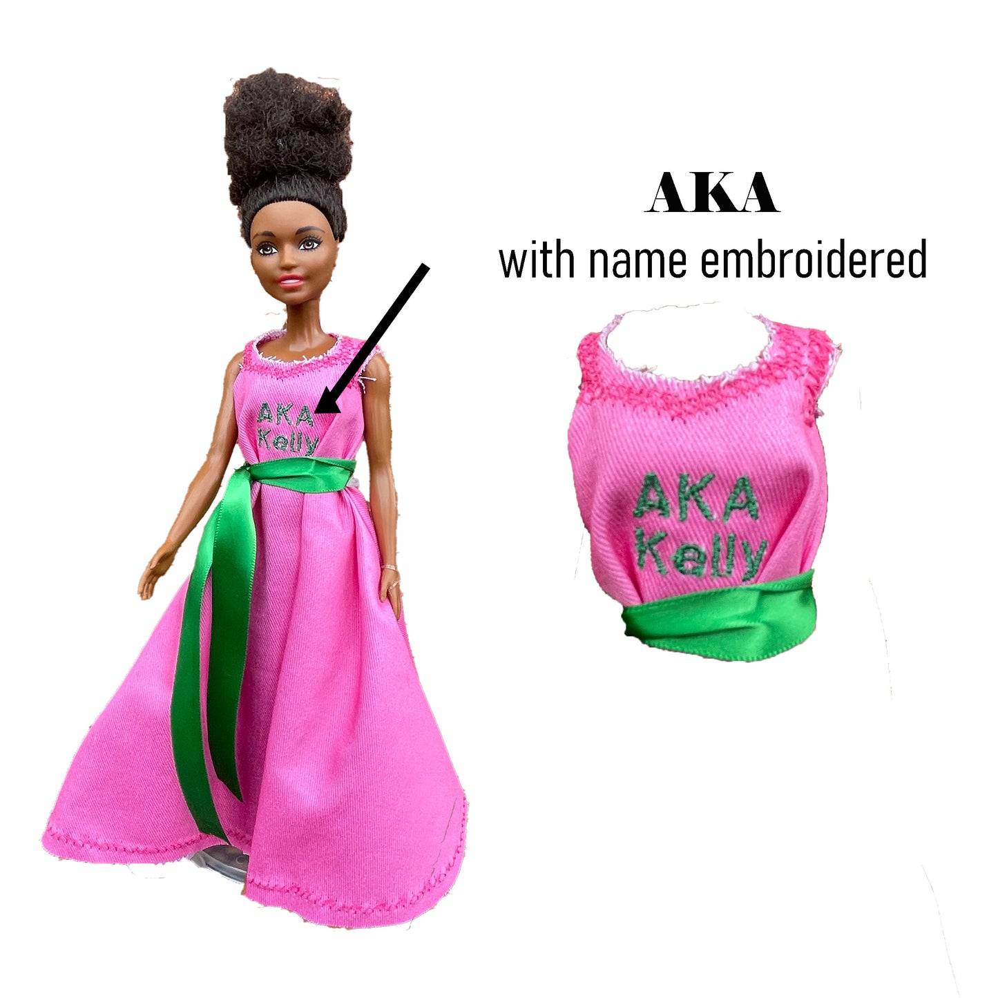 Alpha Kappa Alpha Sorority Barbie w/ Doll Stand_Personalized Pink (12in. Tall)
