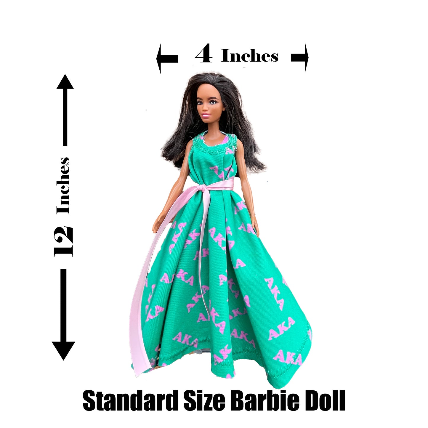 Alpha Kappa Alpha Doll with Pink and Green Dress (12in. Tall)