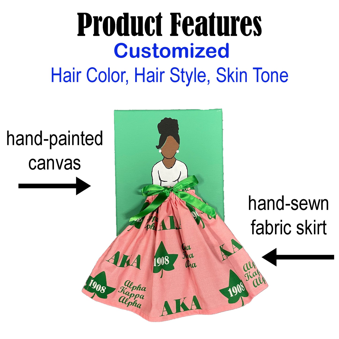 Alpha Kappa Alpha Sorority Doll Artwork Painting (8in x 10in)