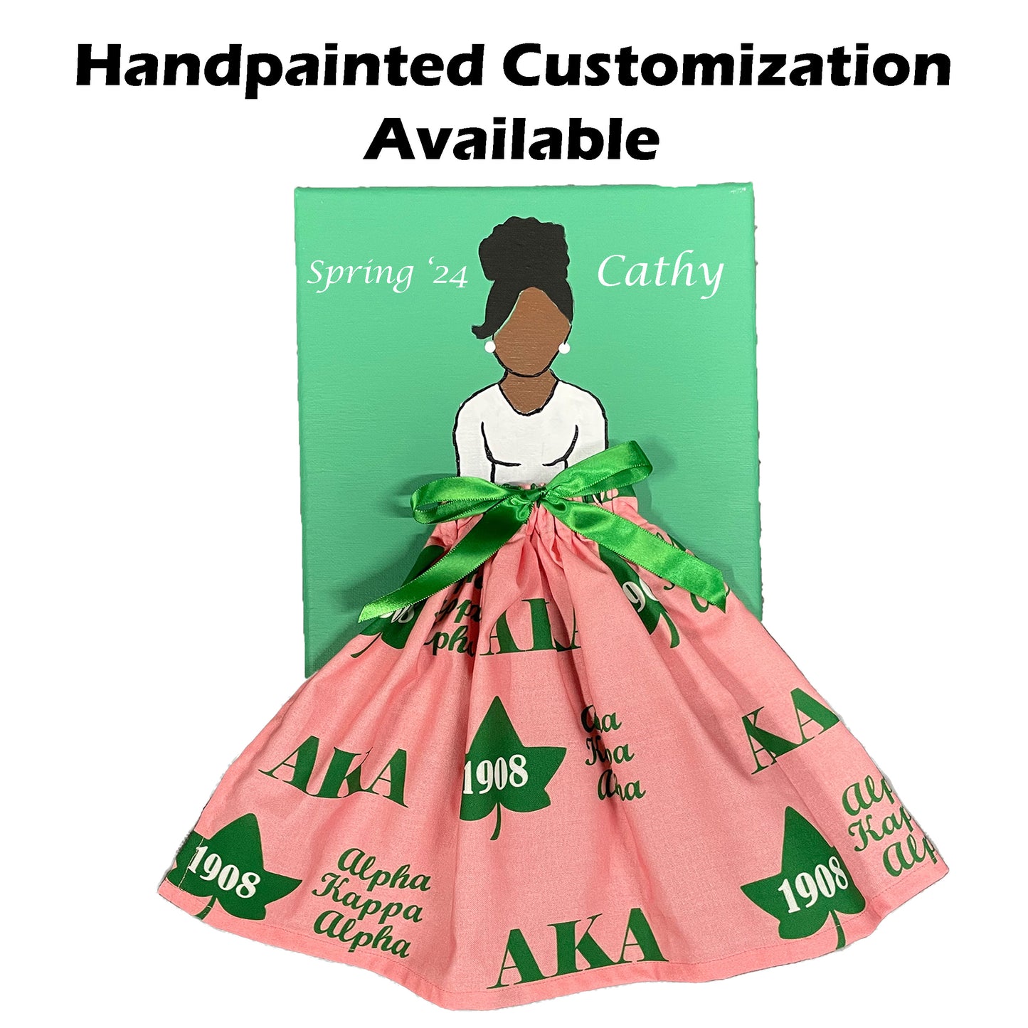 Alpha Kappa Alpha Sorority Doll Artwork Painting (8in x 10in)