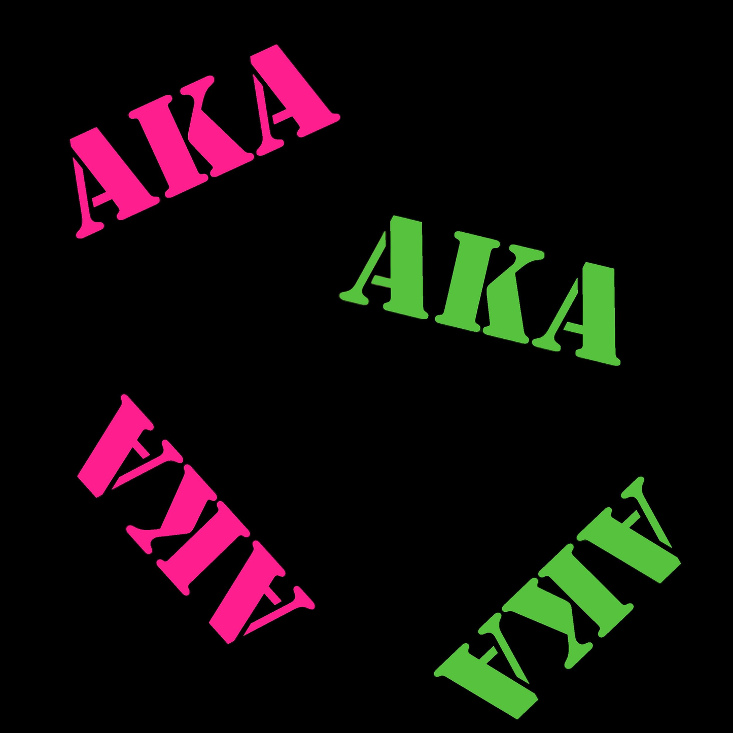 Alpha Kappa Alpha Sorority Pink and Green Scarf Lightweight Chiffon 48in x 8in - Black Letters