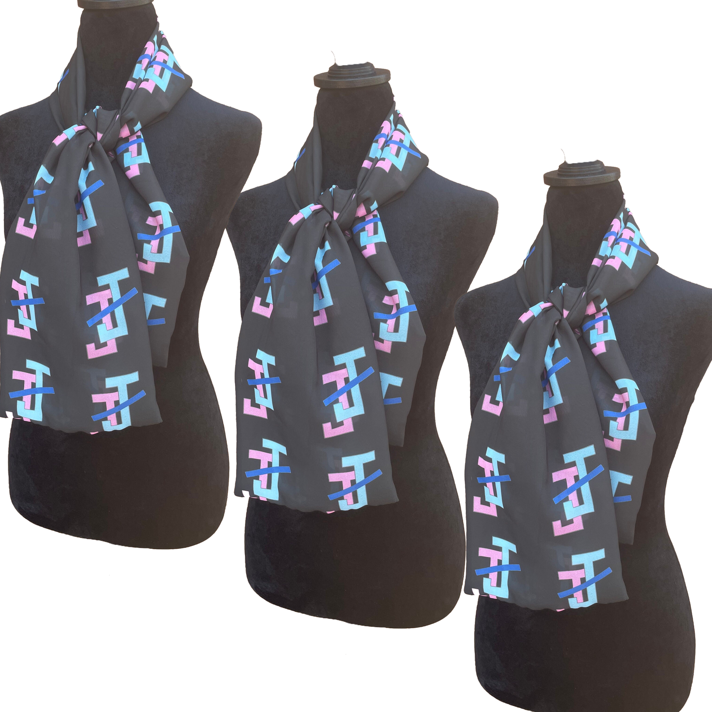 Jack and Jill of America Necktie Lightweight Chiffon 48in x 8in - Black