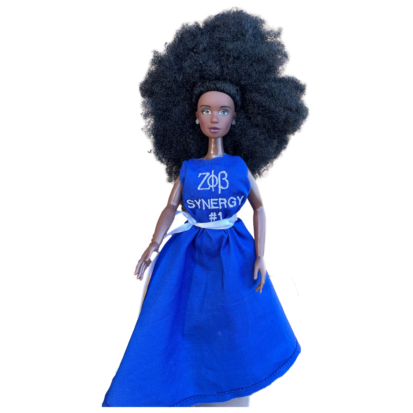 Zeta Phi Beta Sorority Barbie with Doll Stand for Tabletop Decor_Personalized Dress