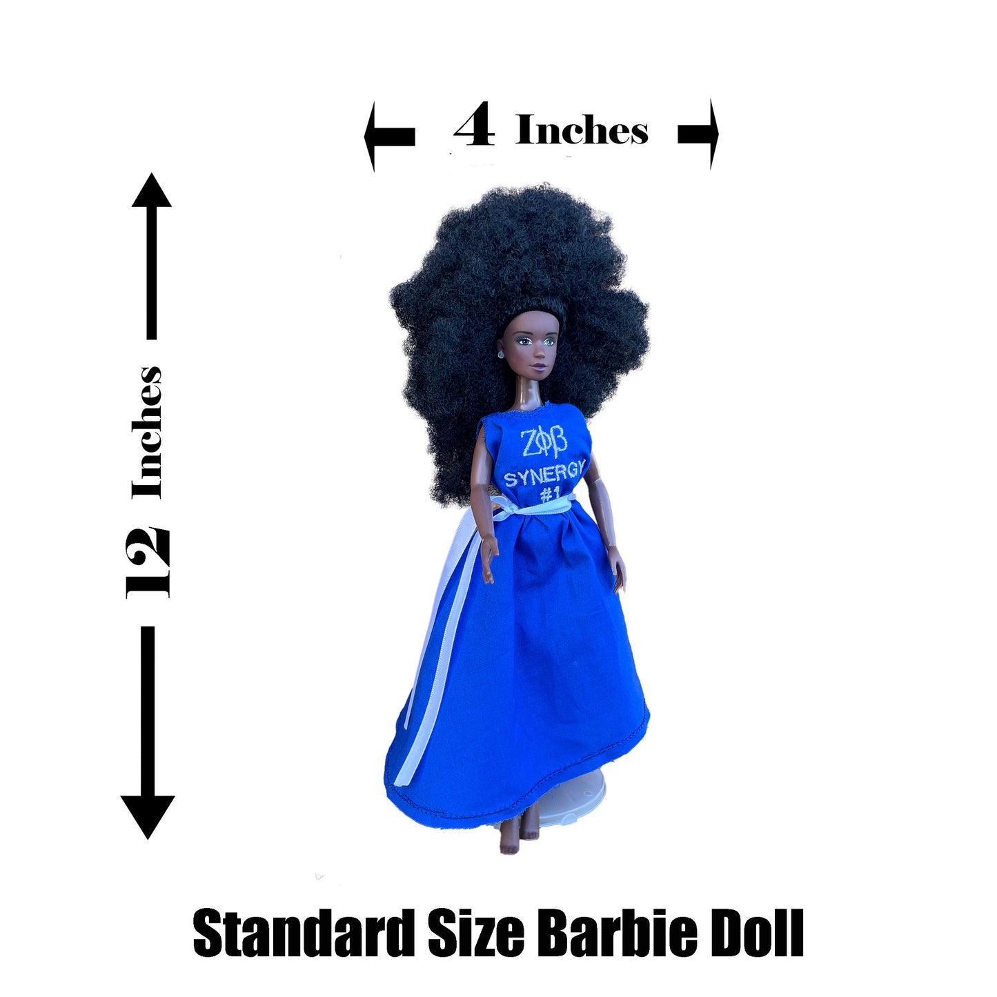 Zeta Phi Beta Sorority Barbie with Doll Stand for Tabletop Decor_Personalized Dress
