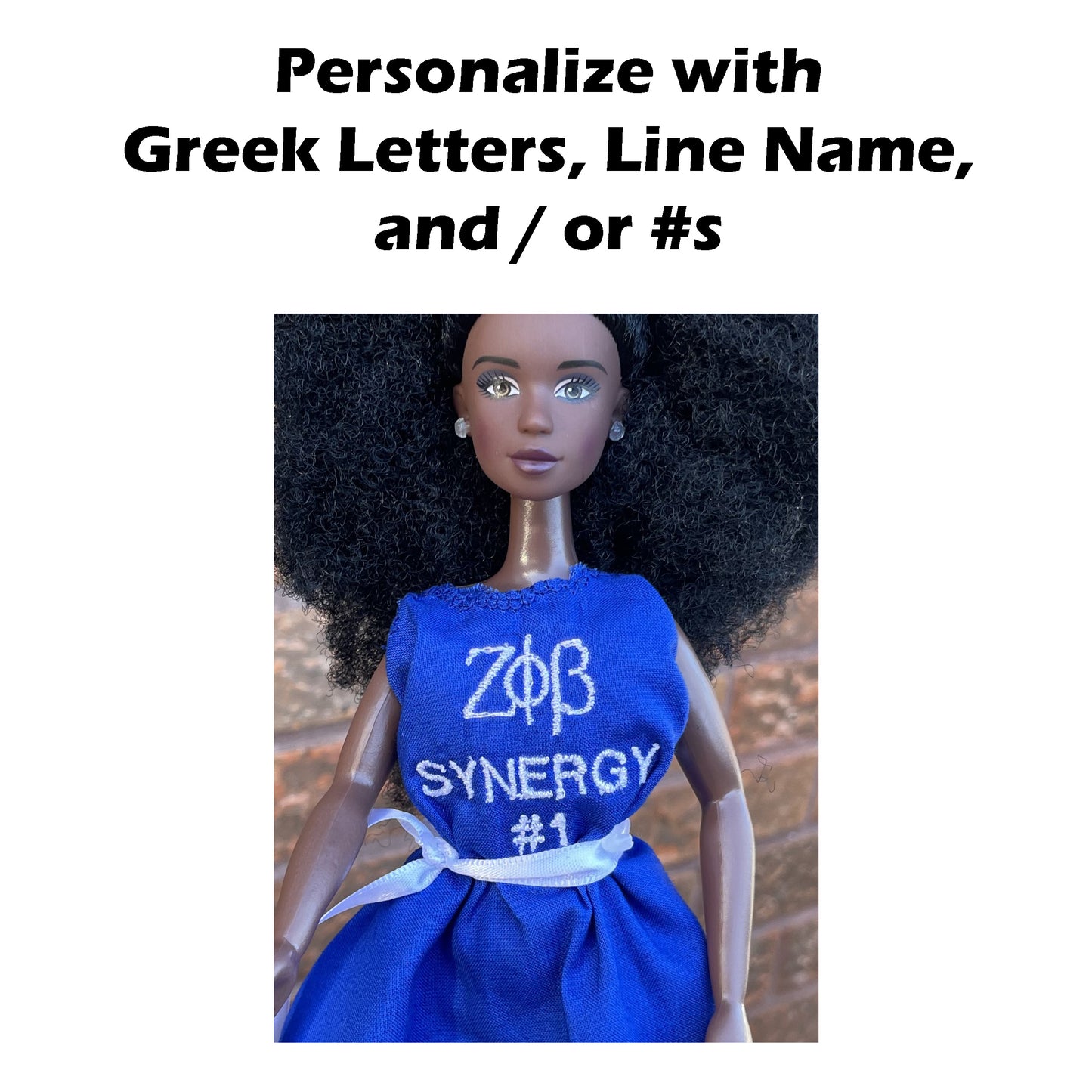 Zeta Phi Beta Sorority Barbie with Doll Stand for Tabletop Decor_Personalized Dress