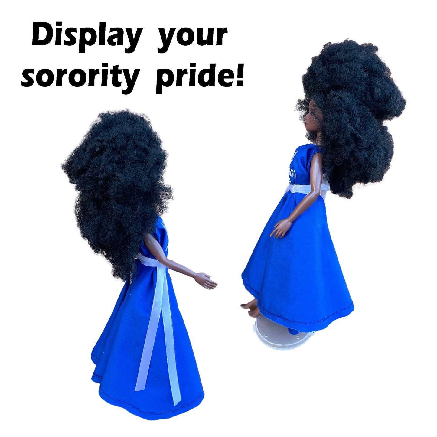 Zeta Phi Beta Sorority Barbie with Doll Stand for Tabletop Decor_Personalized Dress