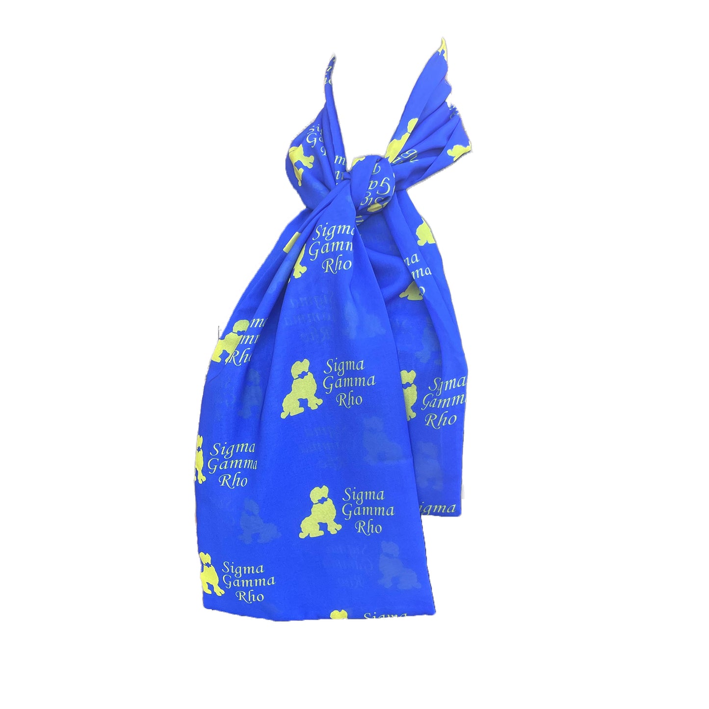 Sigma Gamma Rho Sorority Blue and Gold Scarf Lightweight Chiffon 48in x 8in - Blue