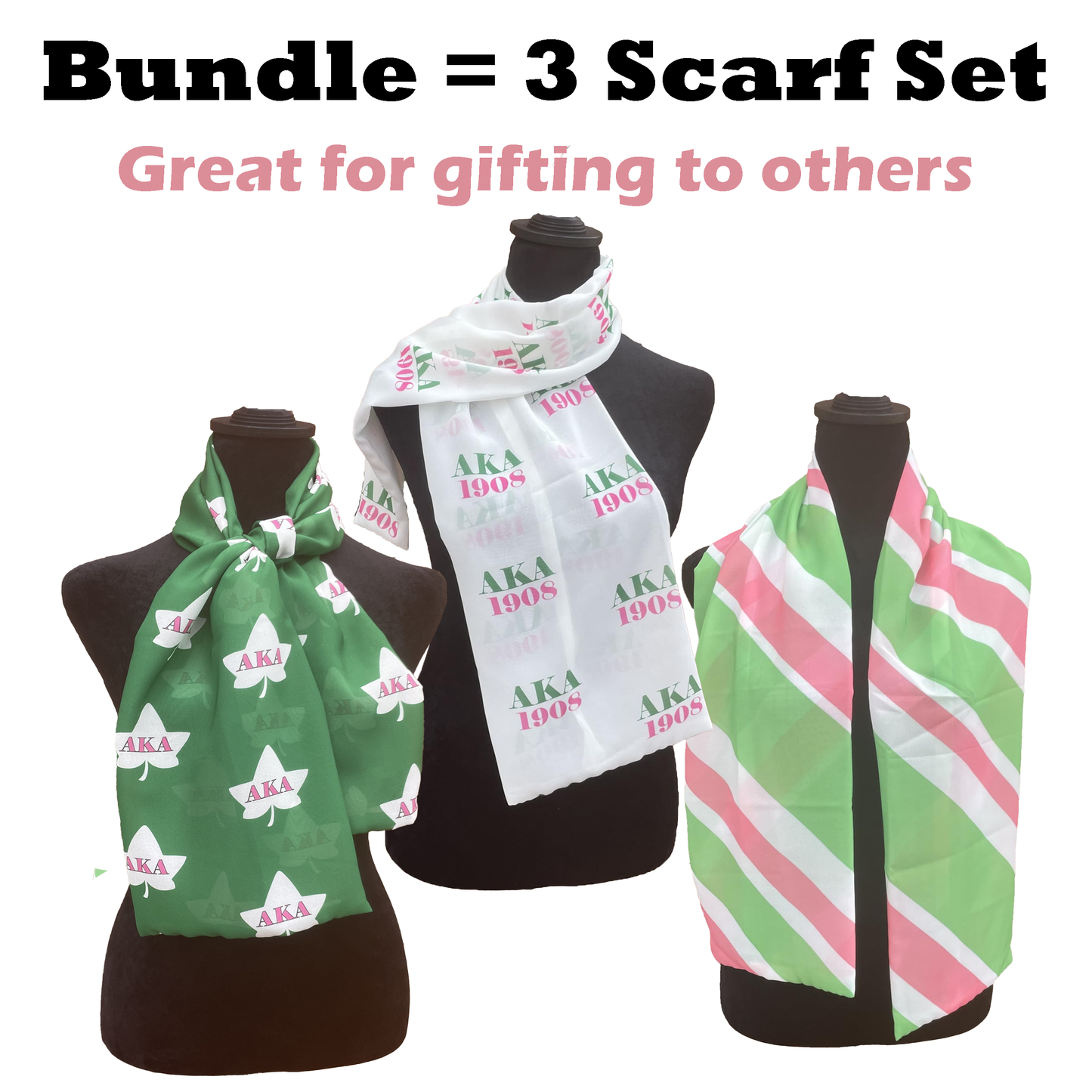 Alpha Kappa Alpha Sorority - 3 Scarf Set