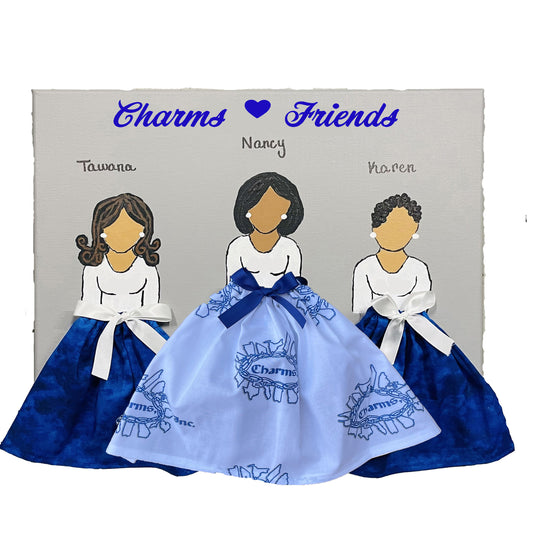 Charms Doll Canvas Painting - Three Friends (12in x 16in)