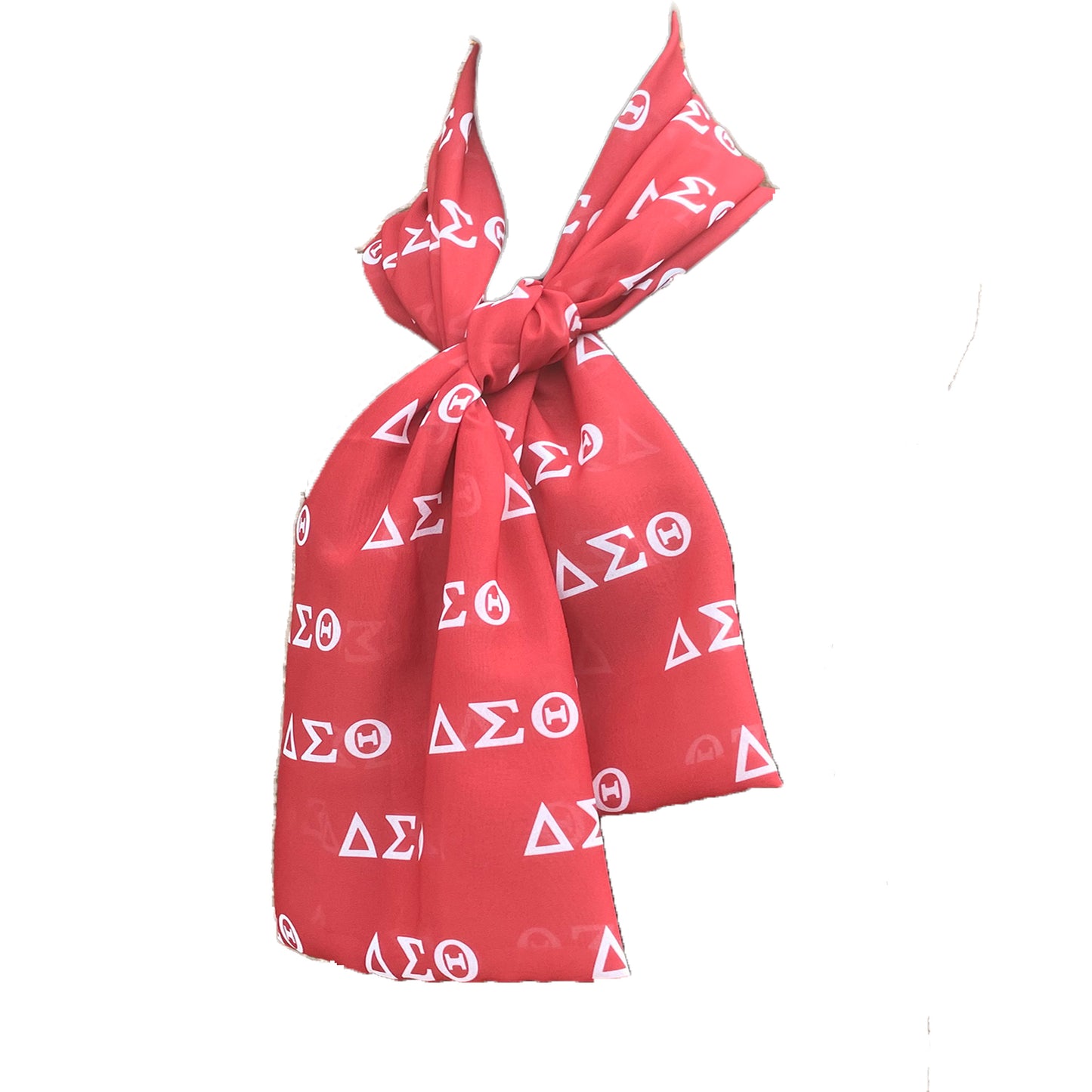 Delta Sigma Theta Sorority Red and White Scarf Lightweight Chiffon 48in x 8in - Greek Letters