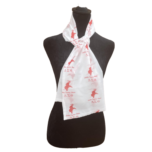 Delta Sigma Theta Sorority Necktie of Lightweight Chiffon 48in x 8in - White