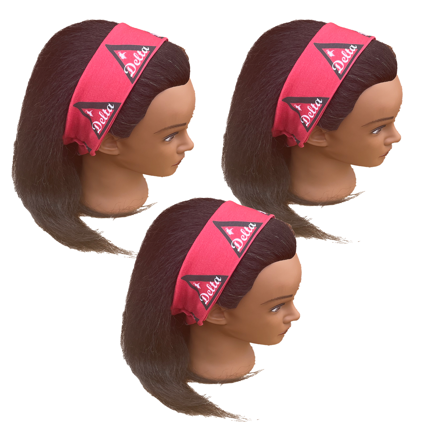 Delta Sigma Theta Sorority Red White Headband of Stretchy Cotton Material_3in wide