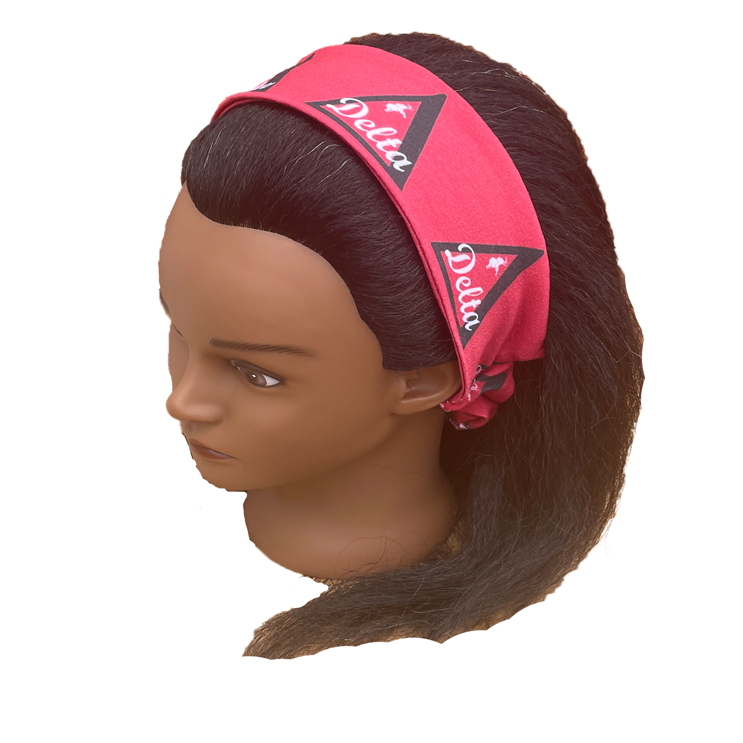 Delta Sigma Theta Sorority Red White Headband of Stretchy Cotton Material_3in wide