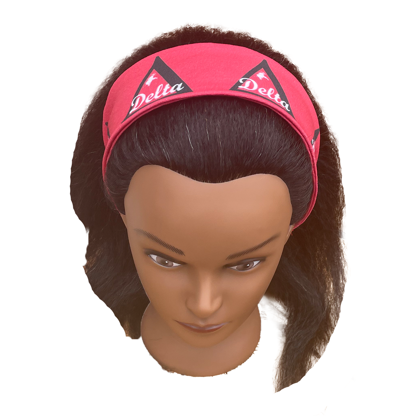 Delta Sigma Theta Sorority Red White Headband of Stretchy Cotton Material_3in wide