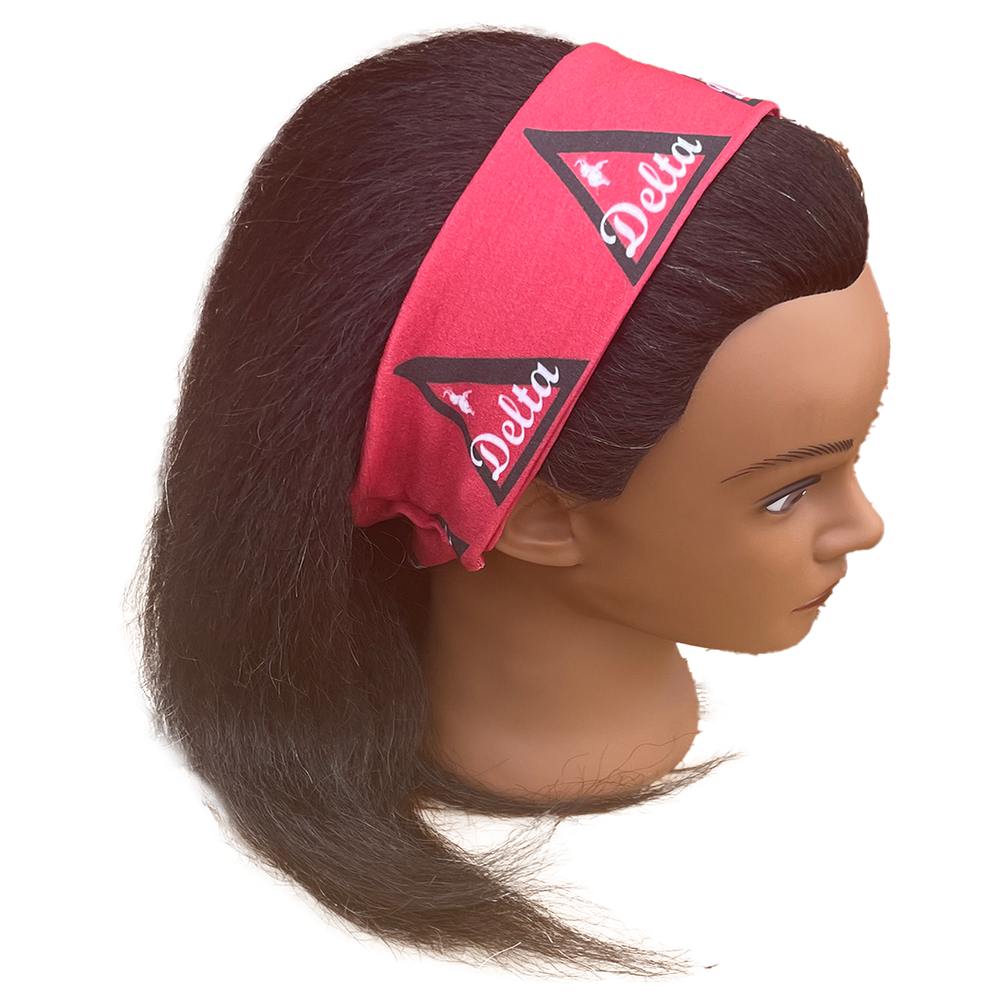 Delta Sigma Theta Sorority Red White Headband of Stretchy Cotton Material_3in wide
