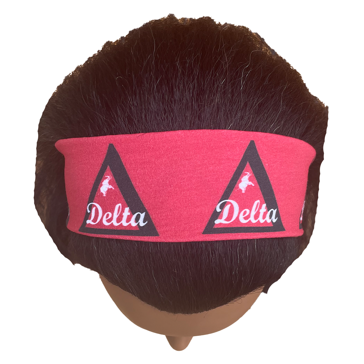 Delta Sigma Theta Sorority Red White Headband of Stretchy Cotton Material_3in wide