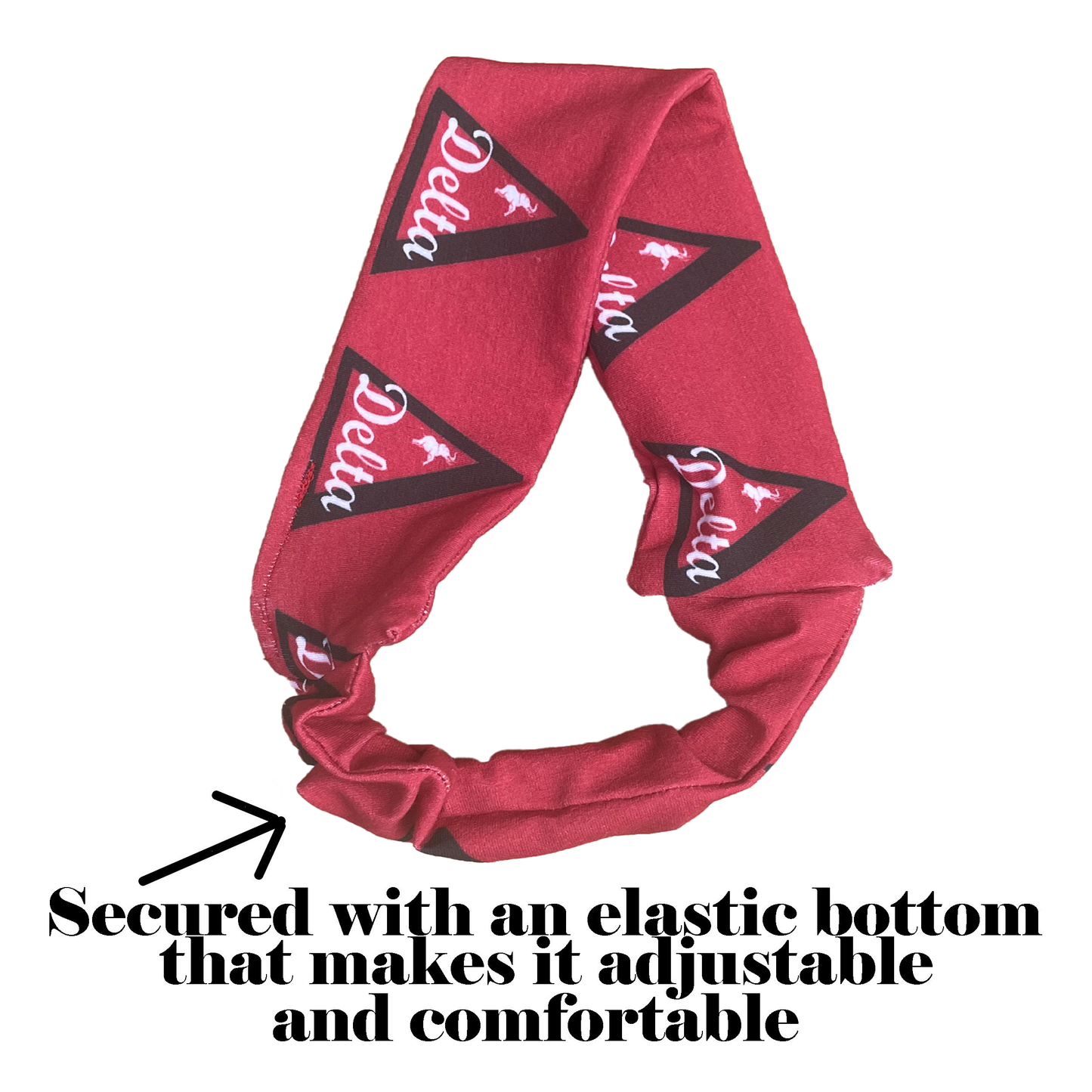 Delta Sigma Theta Sorority Red White Headband of Stretchy Cotton Material_3in wide