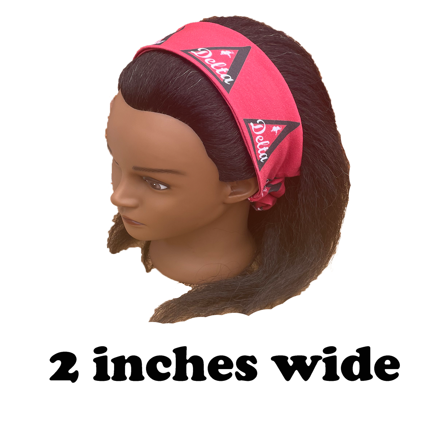 Delta Sigma Theta Sorority Red White Headband of Stretchy Cotton Material_3in wide