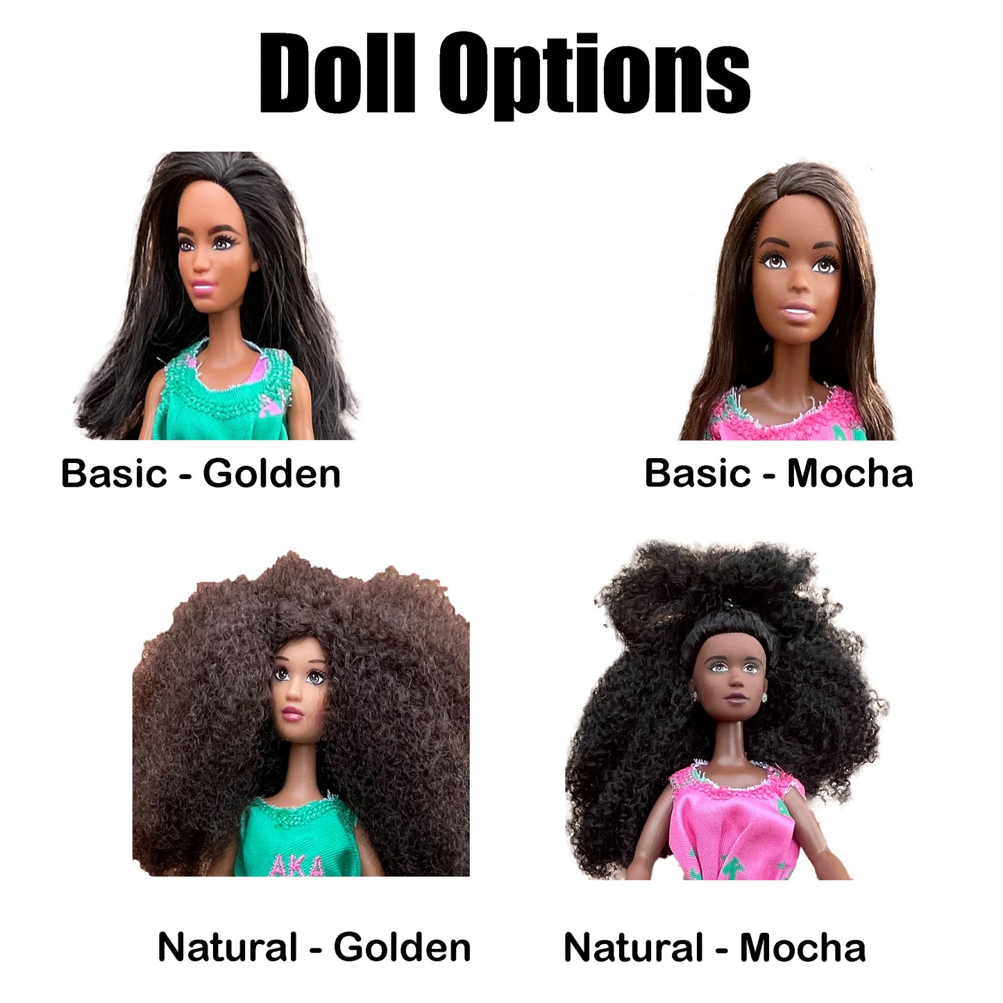 Alpha Kappa Alpha Doll with Pink and Green Dress (12in. Tall)